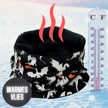 Kinder Winter Beanie Mütze & Loop Schal Reflektierend Drache