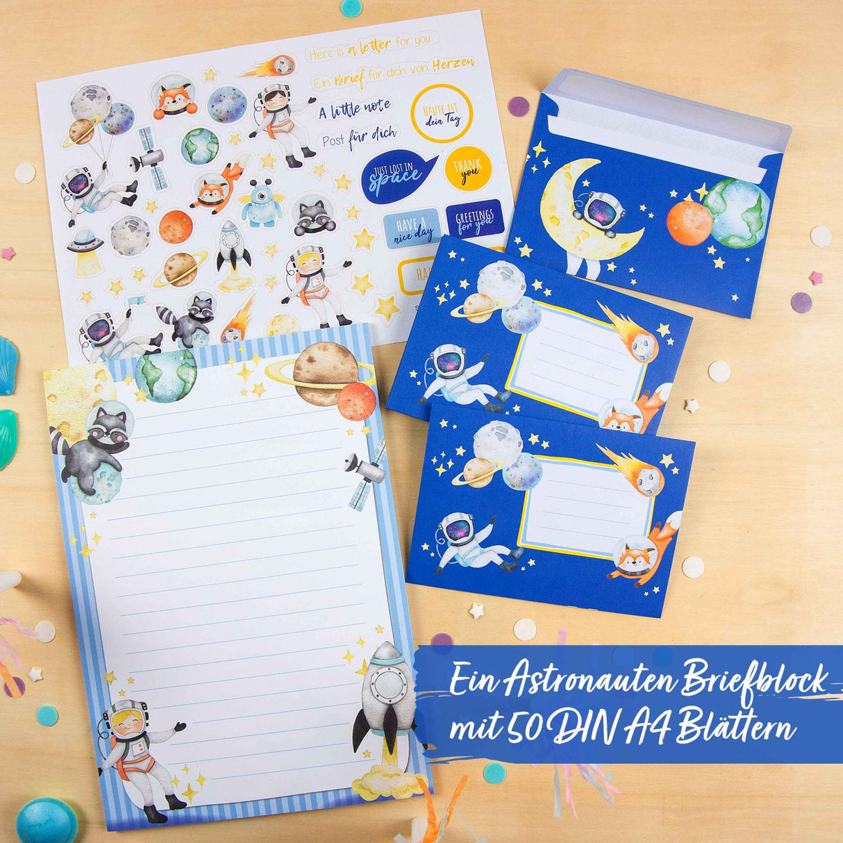 Briefblock Set Astronaut