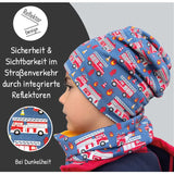 Kinder Winter Mütze & Loop Schal Reflektierend Feuerwehr