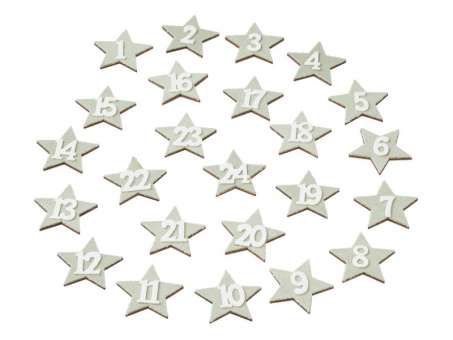 Adventskalender Holzsterne mit Klebepunkt Mint