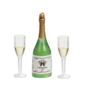 Wichtelzubehör Champagnerflasche mit Gläser