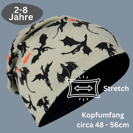 Kinder Beanie Mütze & Loop Schal Reflektierend Drache