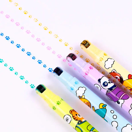 Textmarker und Rollenstempel Tiere assortiert