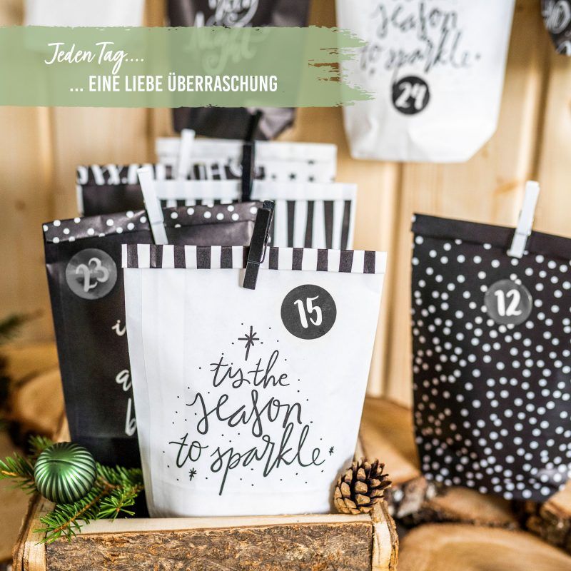 Adventskalender Holy Night Schwarz Weiss