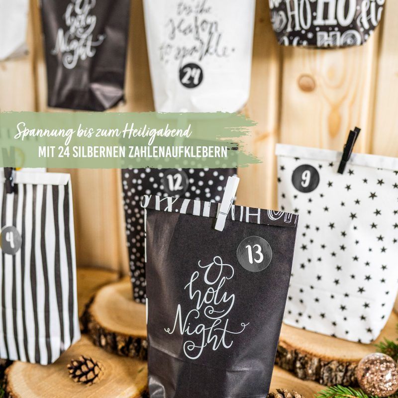 Adventskalender Holy Night Schwarz Weiss