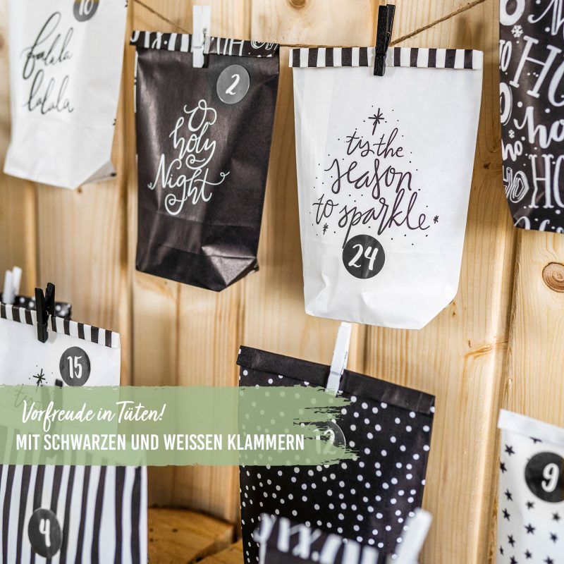 Adventskalender Holy Night Schwarz Weiss