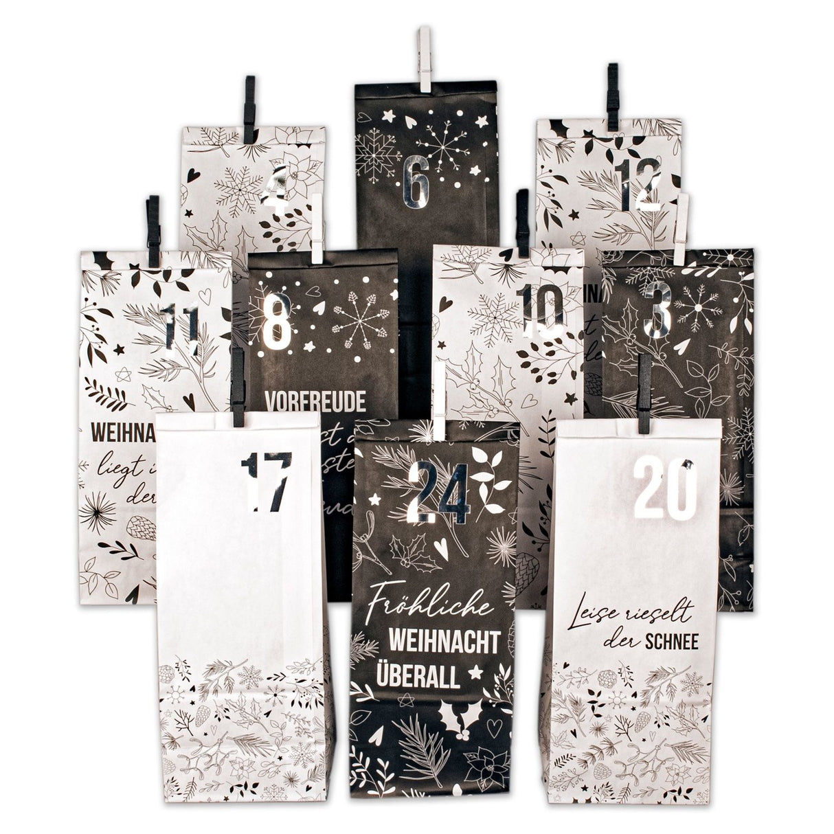 Adventskalender Holy Night Lang Schwarz Weiss