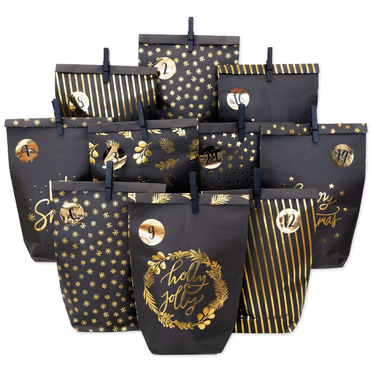 Adventskalender Mix Schwarz Gold