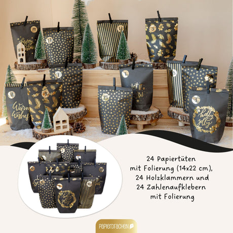 Adventskalender Mix Schwarz Gold