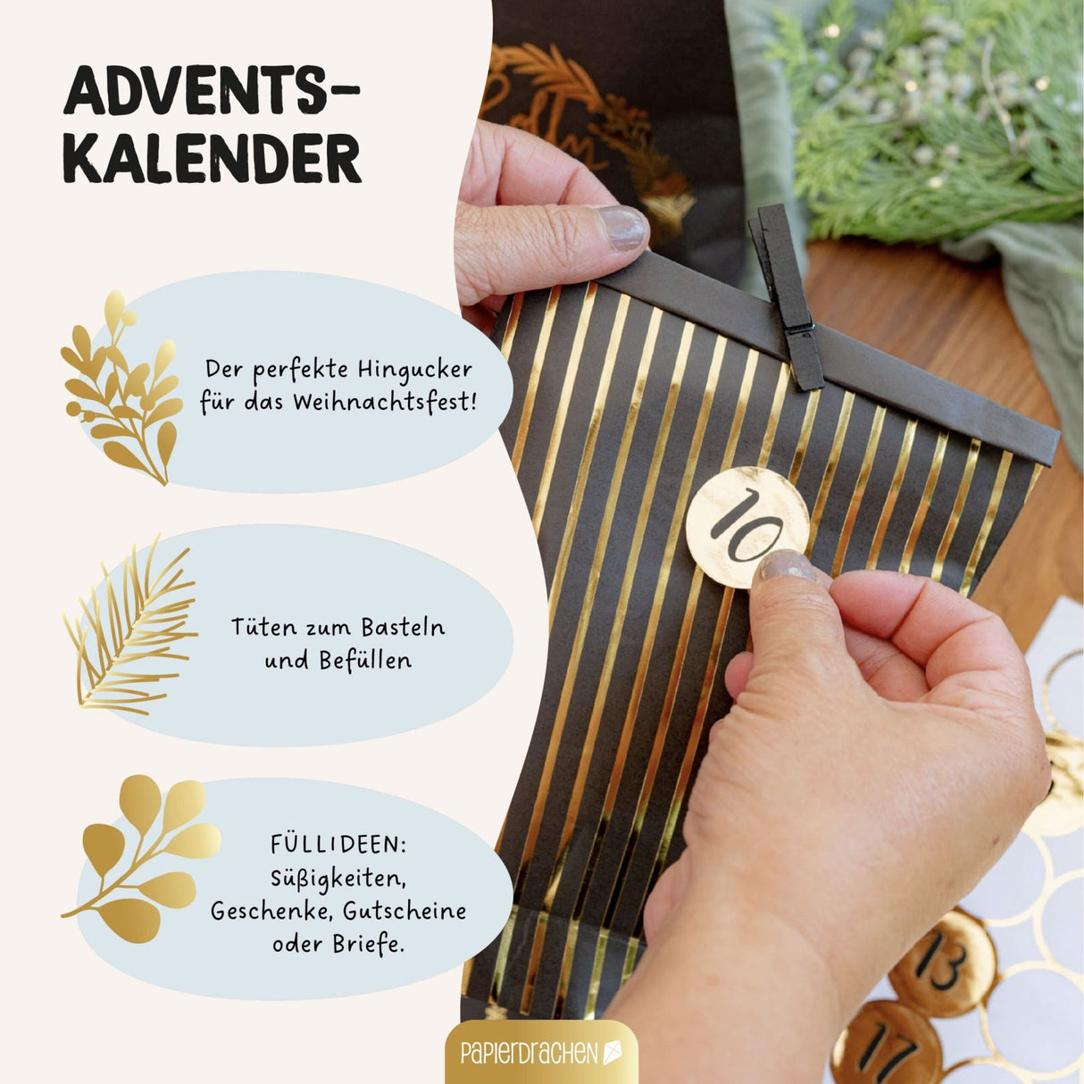 Adventskalender Mix Schwarz Gold