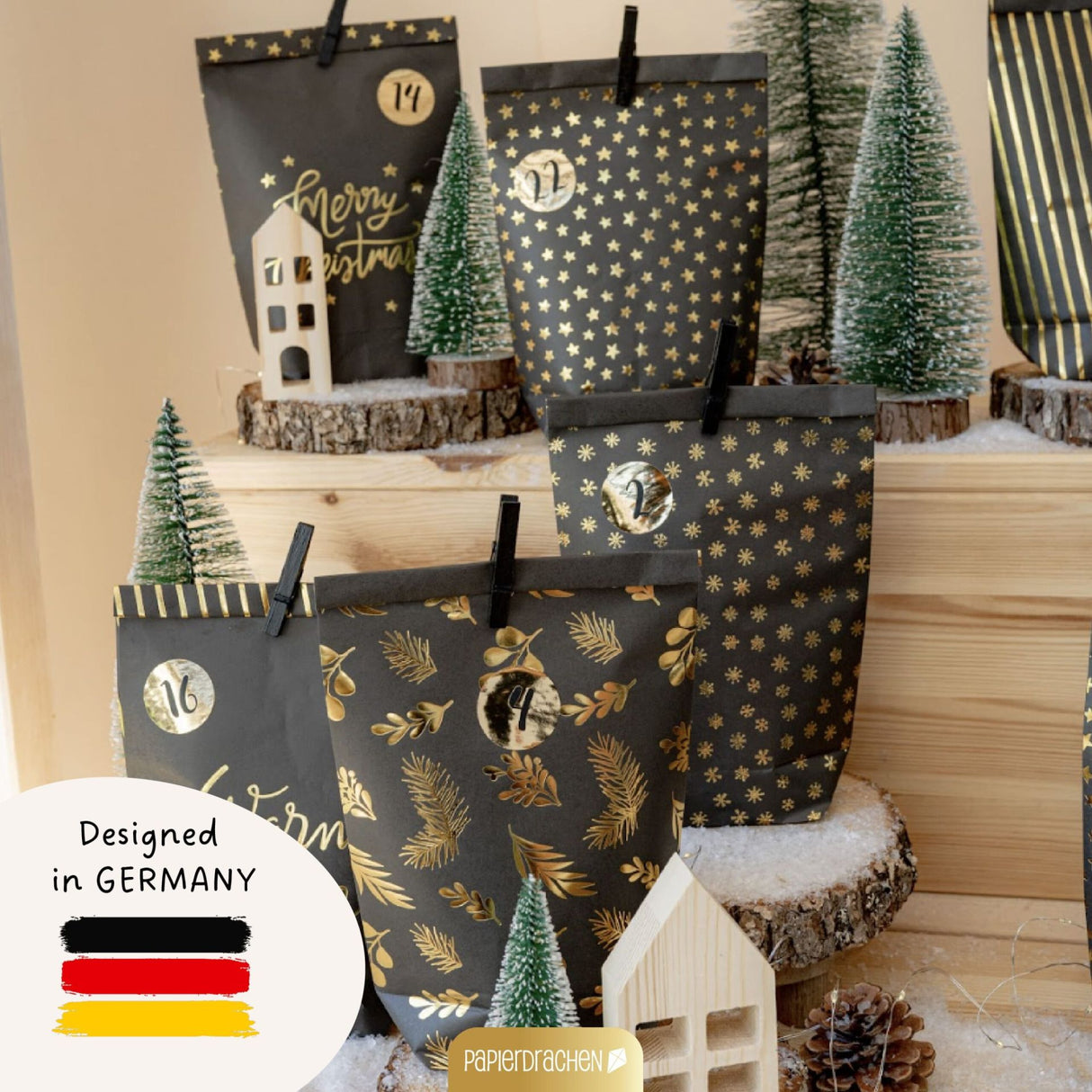 Adventskalender Mix Schwarz Gold