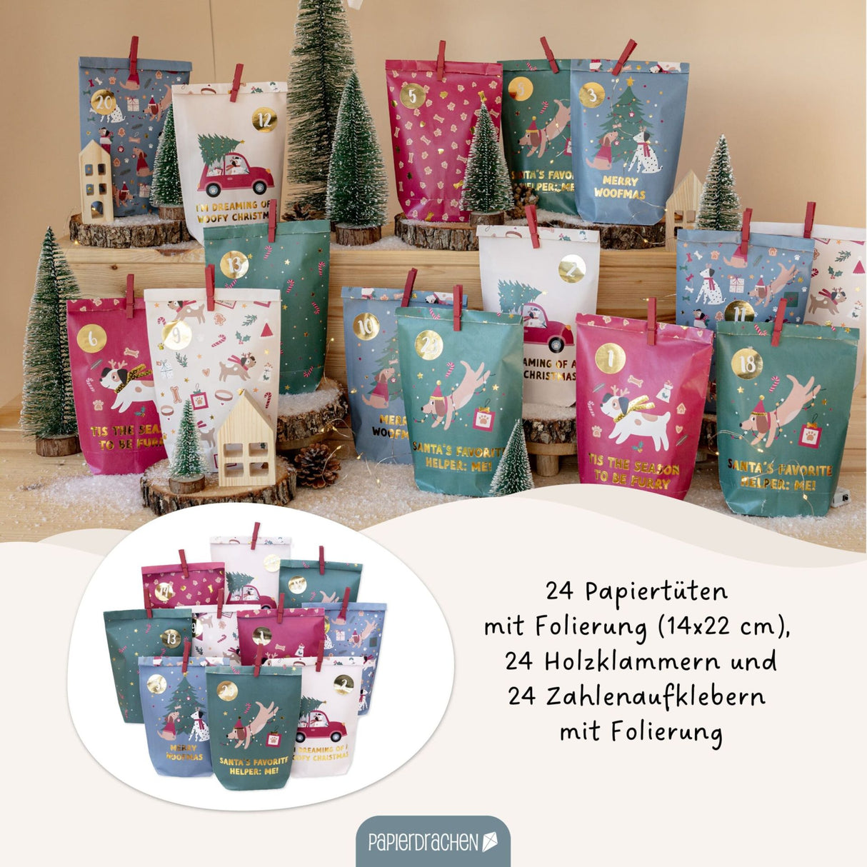 Adventskalender Tüten Hunde