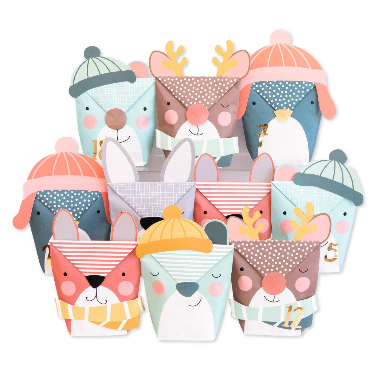 Adventskalender Wintertiere mit Stanzteilen