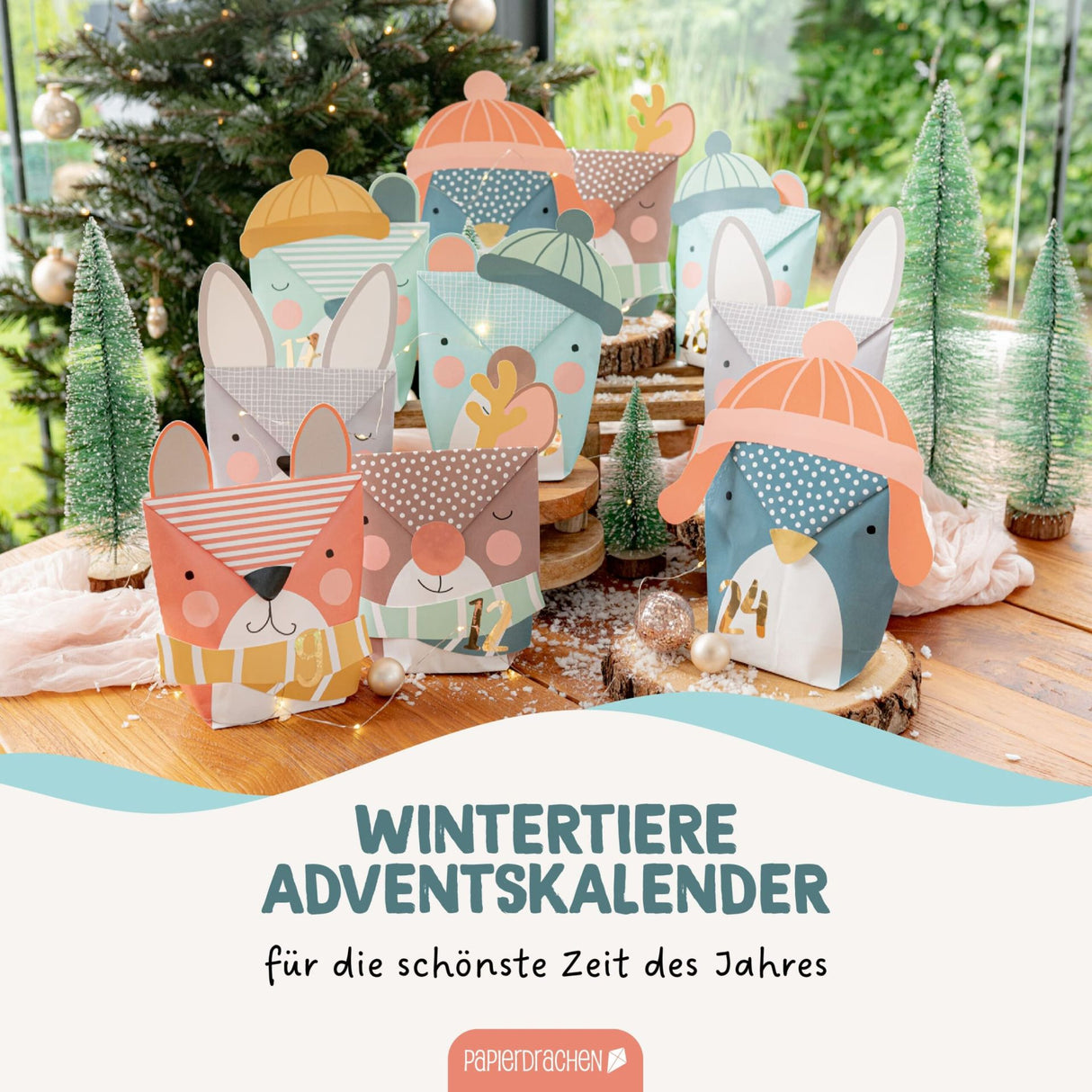 Adventskalender Wintertiere mit Stanzteilen