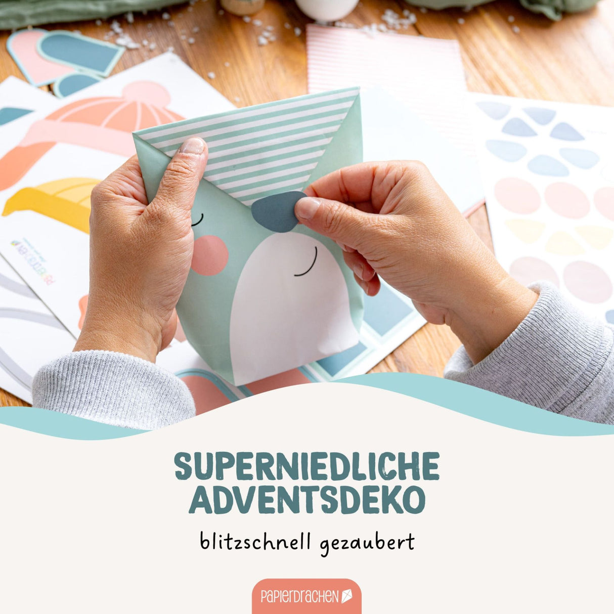 Adventskalender Wintertiere mit Stanzteilen