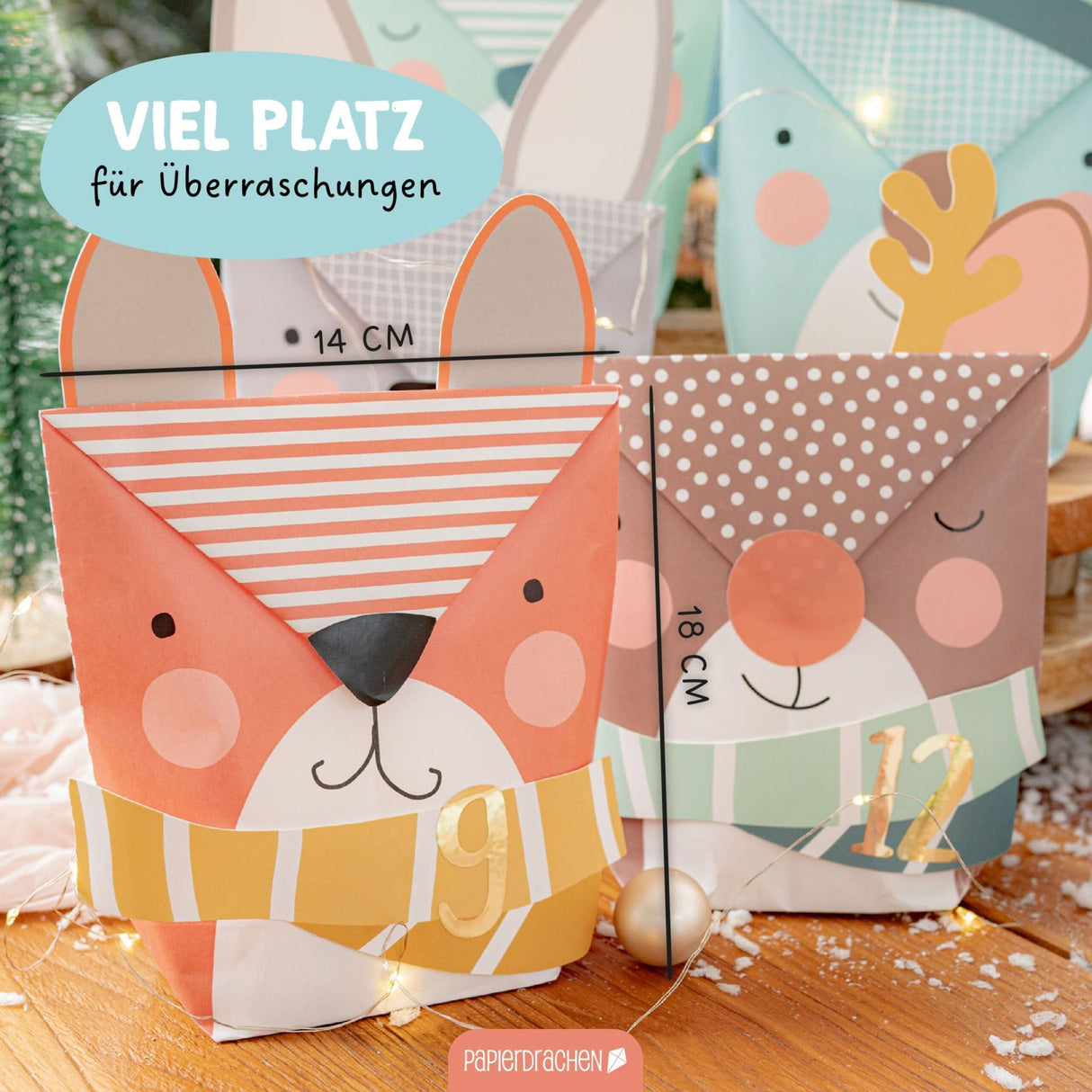 Adventskalender Wintertiere mit Stanzteilen
