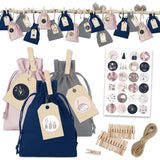 Adventskalender Stoffsäckchen Rose Gold