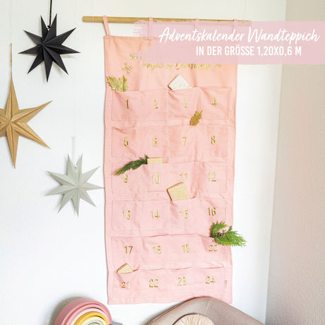 Adventskalender Wandteppich Rosa&Gold