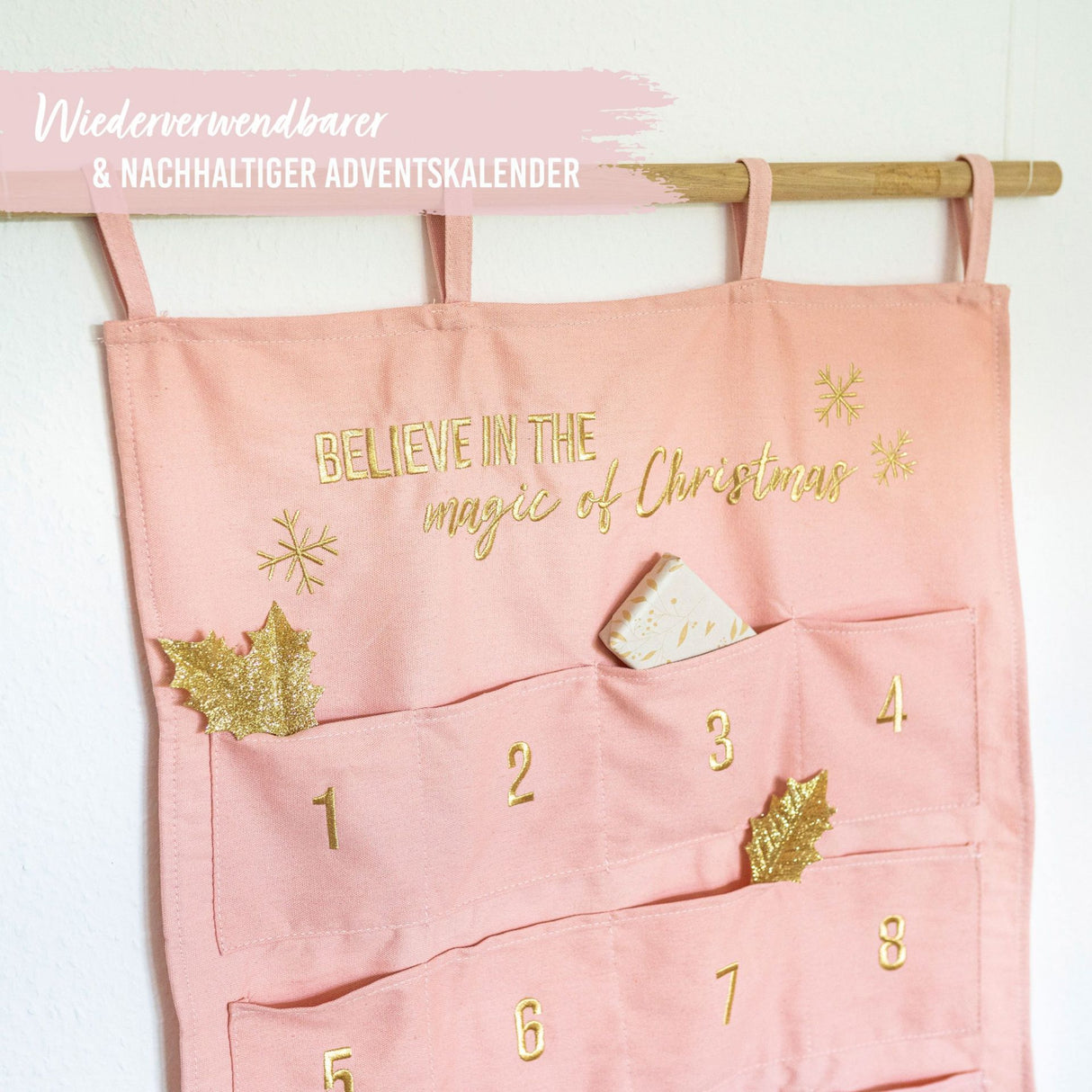 Adventskalender Wandteppich Rosa&Gold