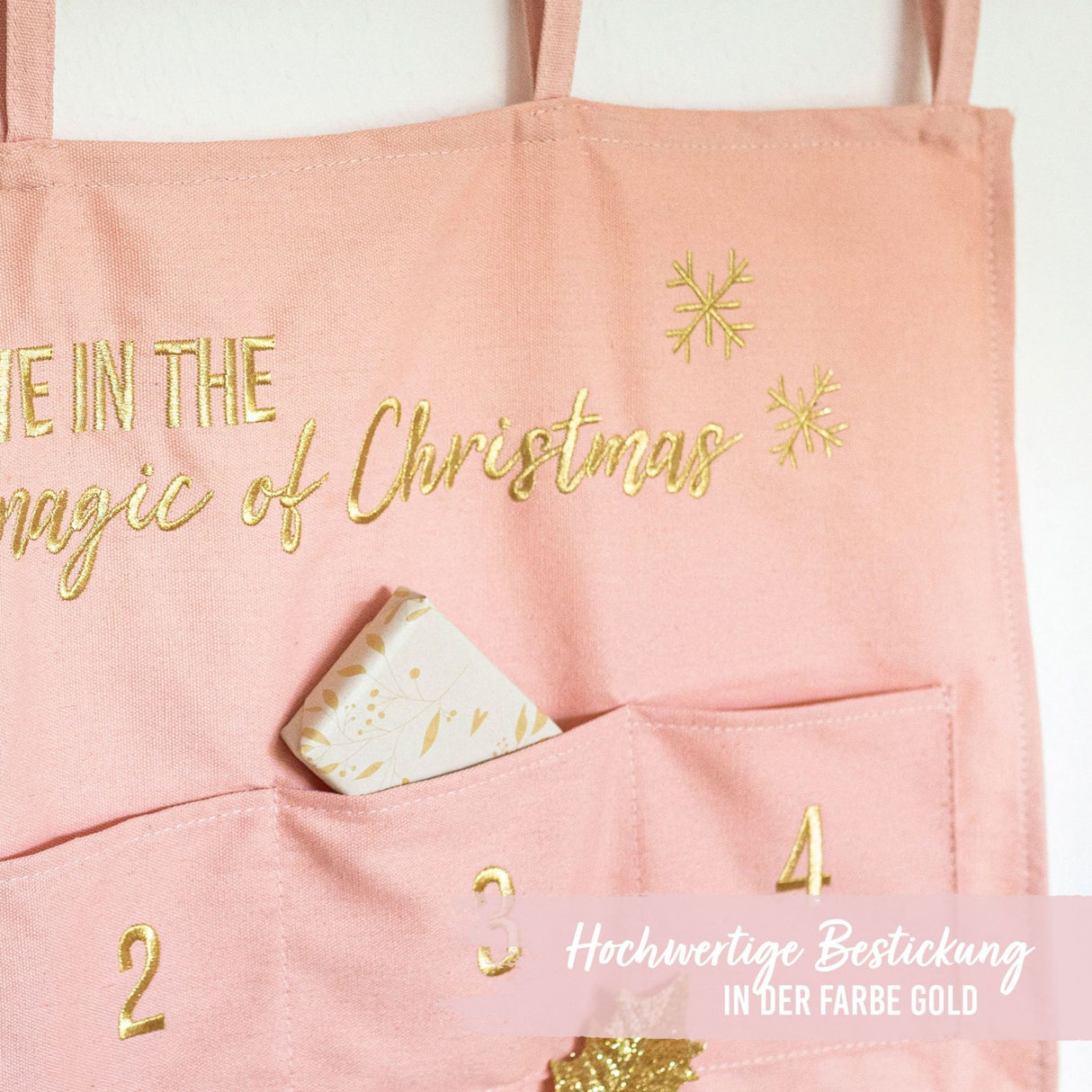 Adventskalender Wandteppich Rosa&Gold