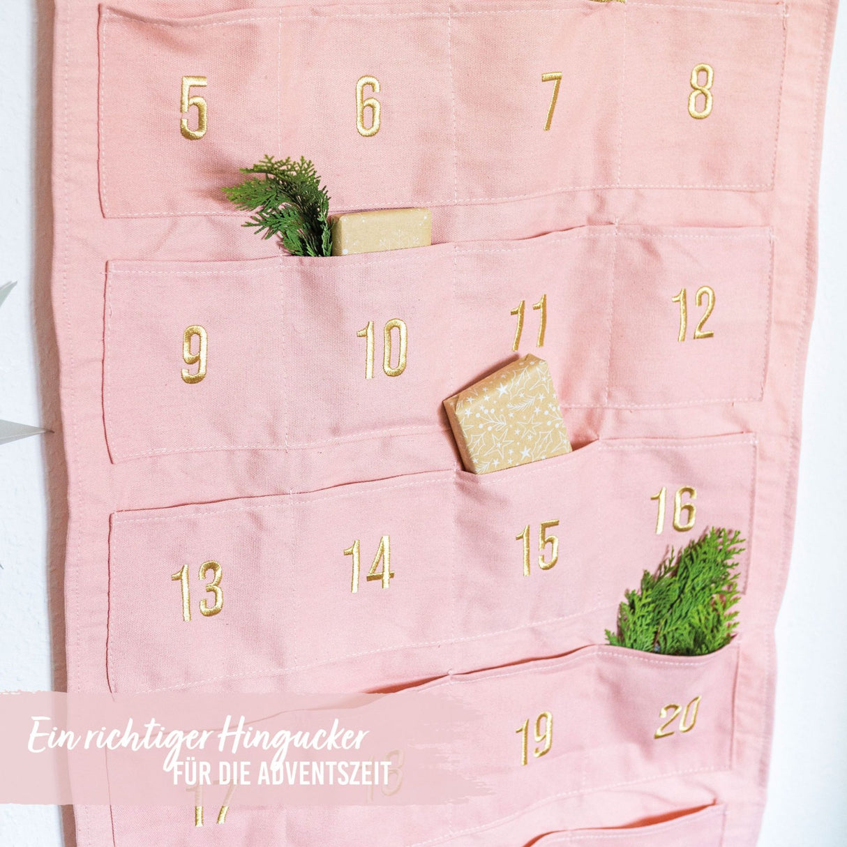Adventskalender Wandteppich Rosa&Gold