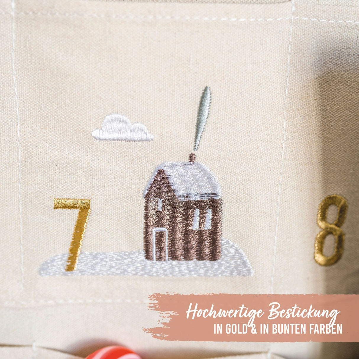 Adventskalender Wandteppich Beige & Gold