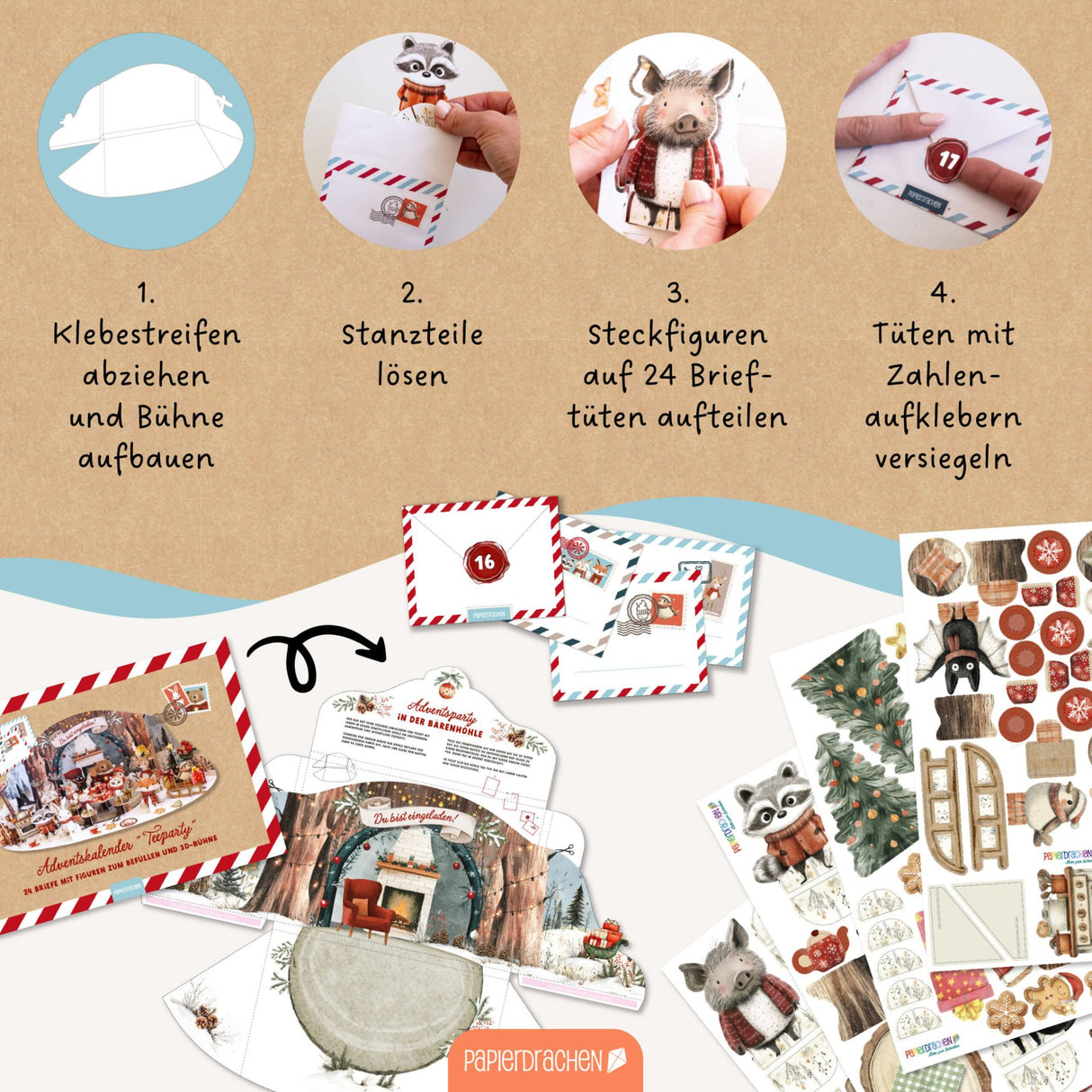 Adventskalender Teeparty Waldtiere