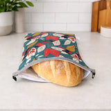 Lunchbag und Brotbeutel Colibri Blätter Boho Blau