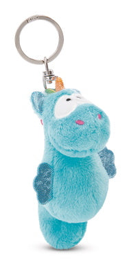 Schlüsselanhänger Plüsch Seepferd Blau