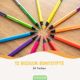 12 Bicolor Buntstifte Neon und Metallic