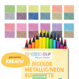 12 Bicolor Buntstifte Neon und Metallic