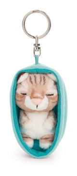Schlüsselanhänger Plüsch Sleeping Pets Katze Braun Getigert