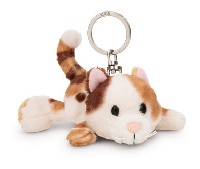 Schlüsselanhänger Plüsch Katze Braun Liegend