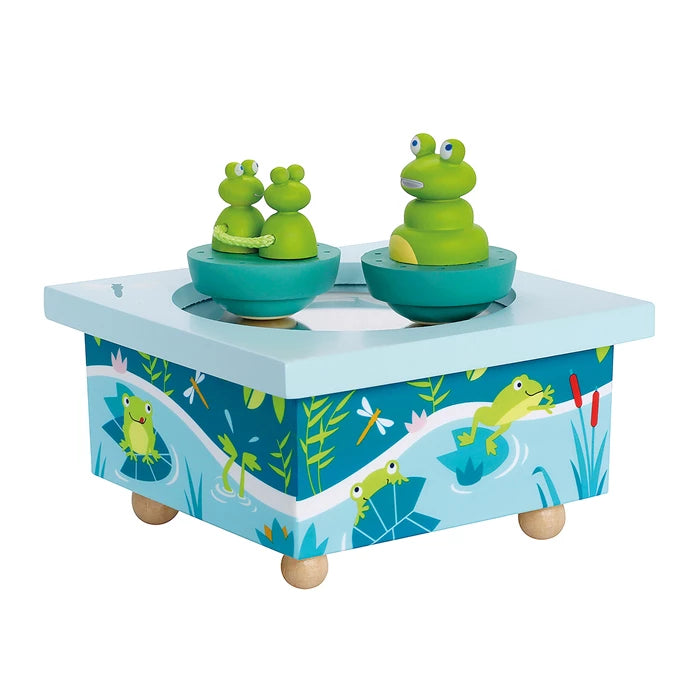 Musikdose und Spieluhr Frosch Hellblau
