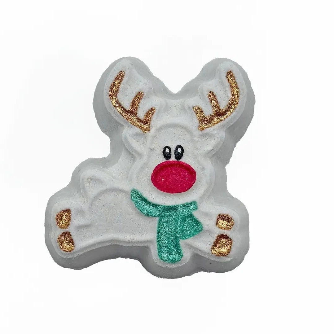 Badekugel handgemacht Weihnachten Rentier Weiss