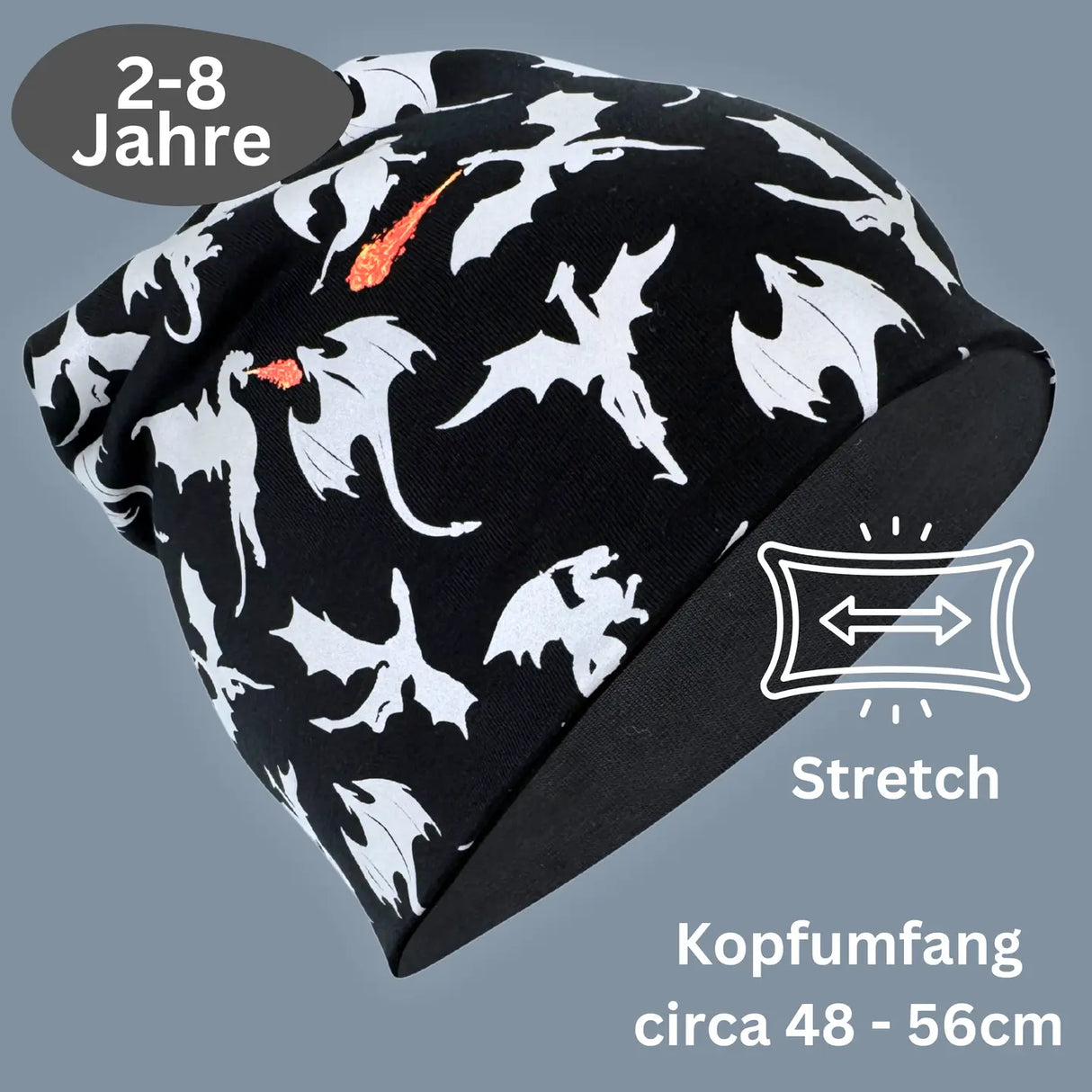 Kinder Winter Beanie Mütze & Loop Schal Reflektierend Drache