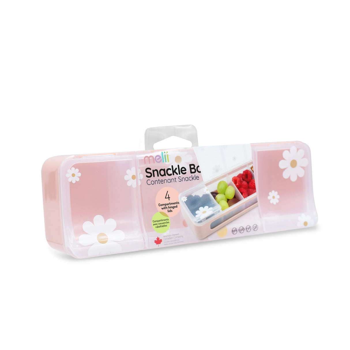 Znünibox Snackbox Melii mit 4 Fächern Blumen Weiss