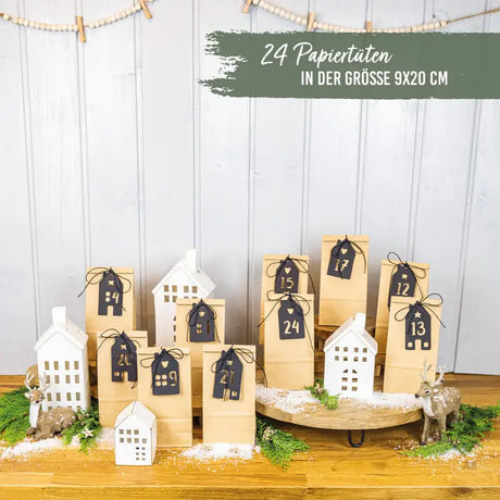Adventskalender Tüten Häuser Schwarz