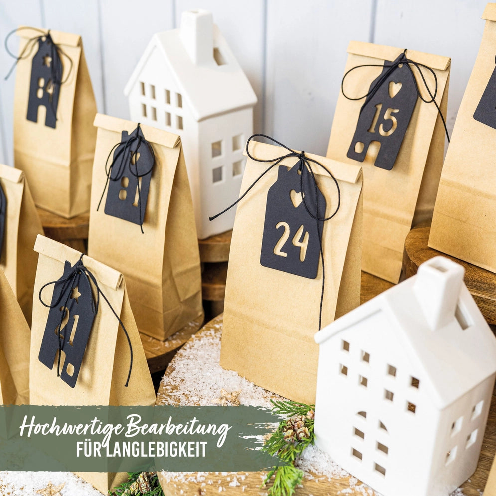 Adventskalender Tüten Häuser Schwarz