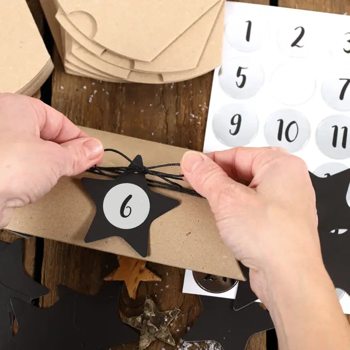 Adventskalender Pillowboxen Vintage Schwarz