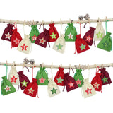 Adventskalender Stoffsäckchen Grün Rot