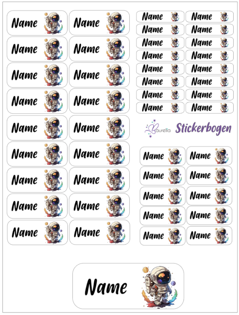 Baurelia Stickerset mit Name Astronaut 5