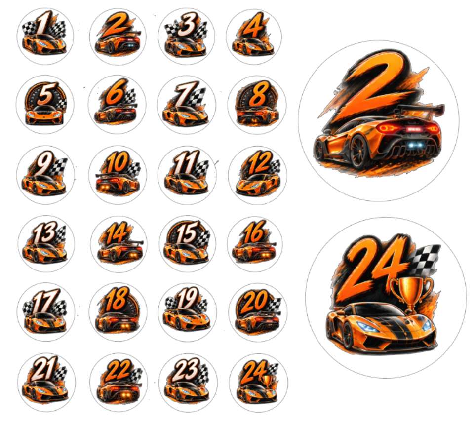 Adventskalender Zahlensticker Auto 1