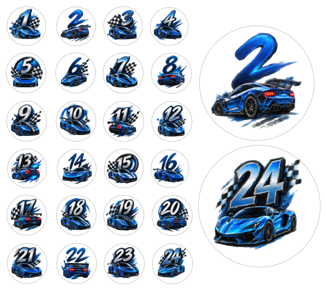 Adventskalender Zahlensticker Auto 3