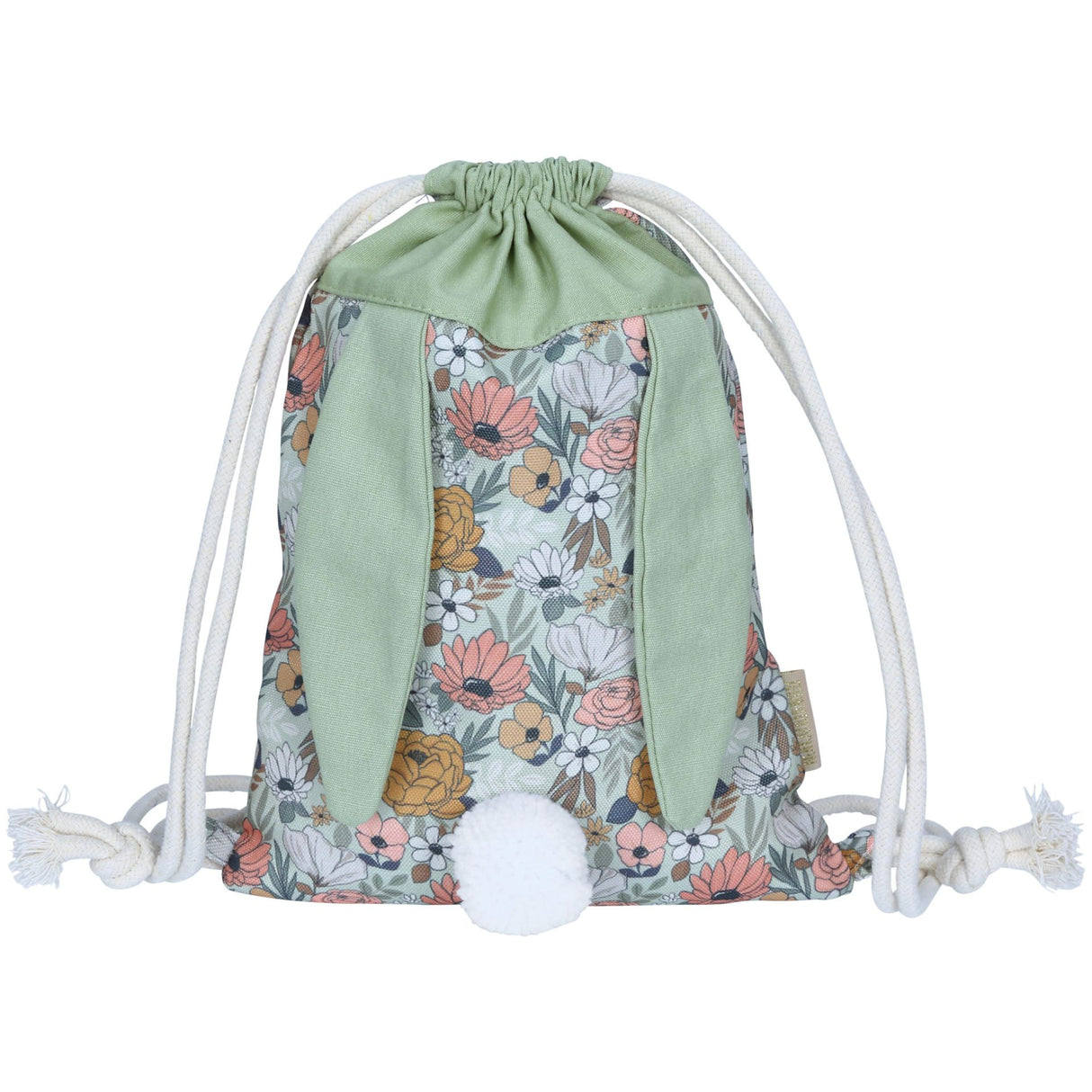 Rucksack und Turnbeutel Hase mit Ohren und Pommel Mint