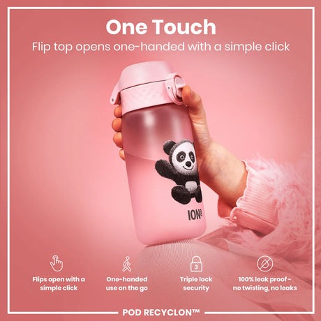 Kinder Trinkflasche Ion8 400ml mit Motiv Panda Rosa