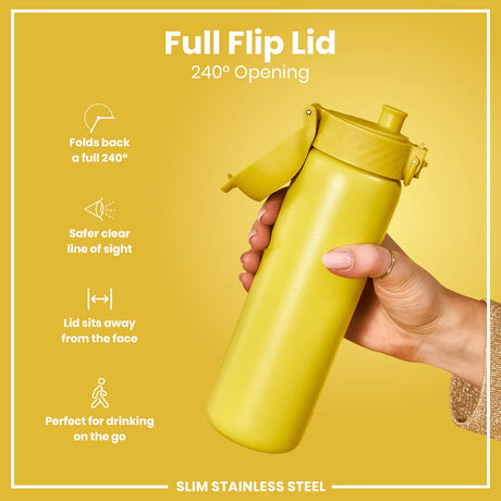 Edelstahl Trinkflasche Ion8 500ml Gelb