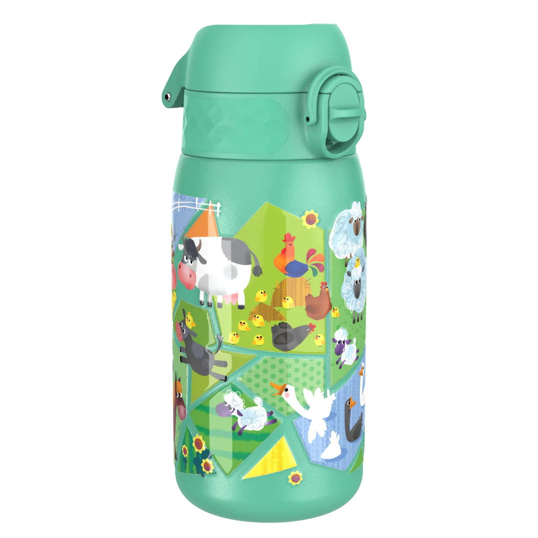 Kinder Edelstahl Trinkflasche Ion8 400ml Bauernhof