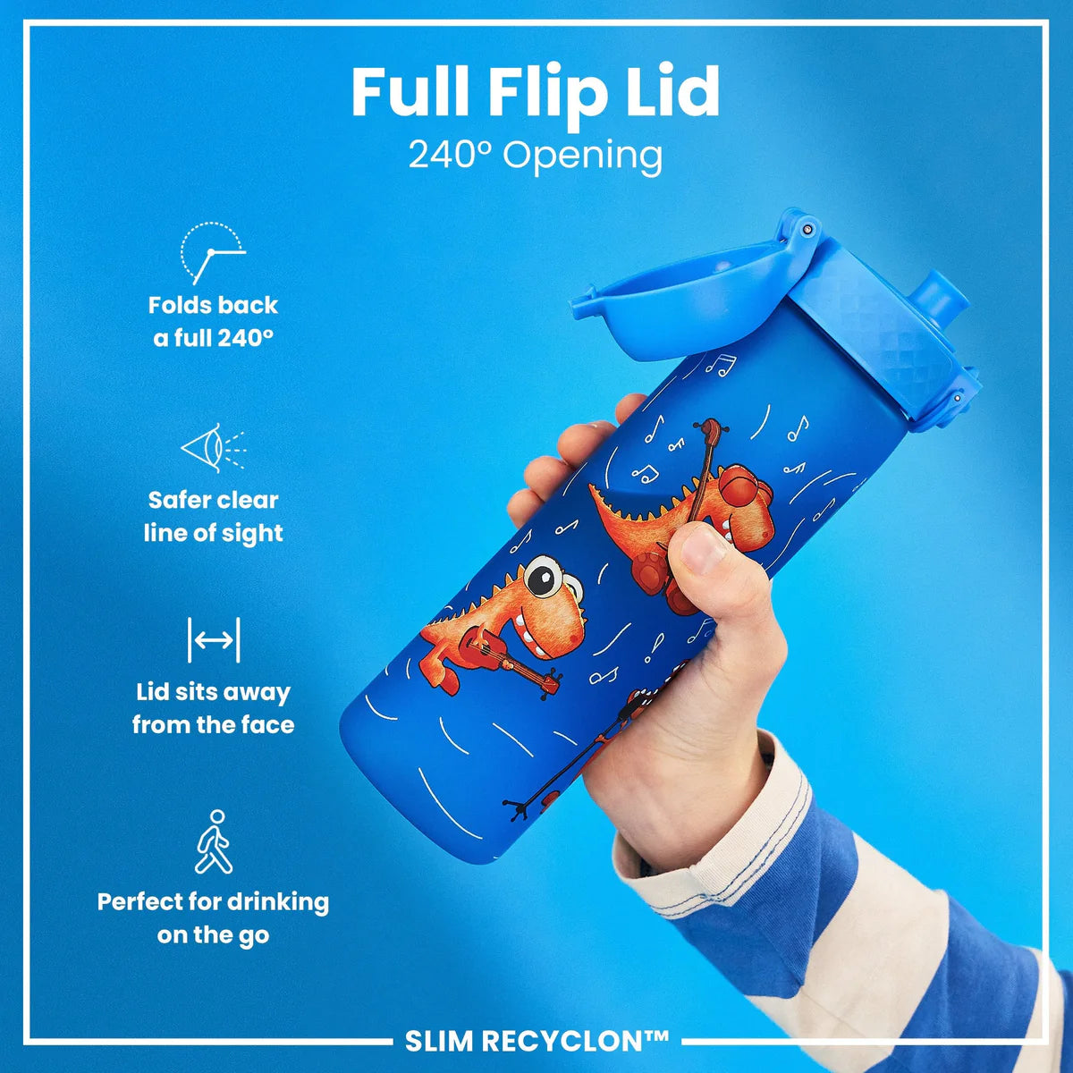 Trinkflasche Ion8 500ml mit Motiv Dinoband