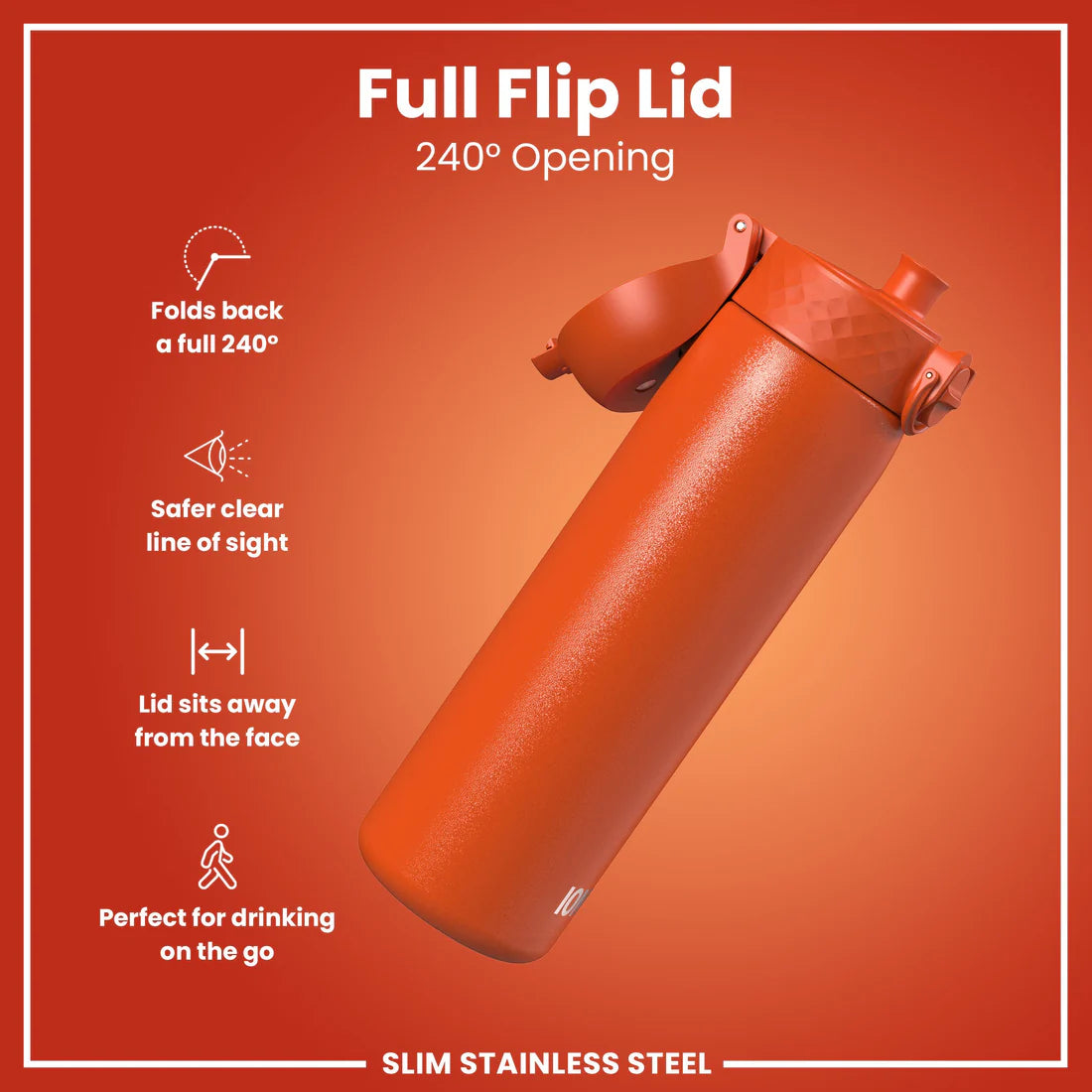 Edelstahl Trinkflasche Ion8 500ml Dunkelorange